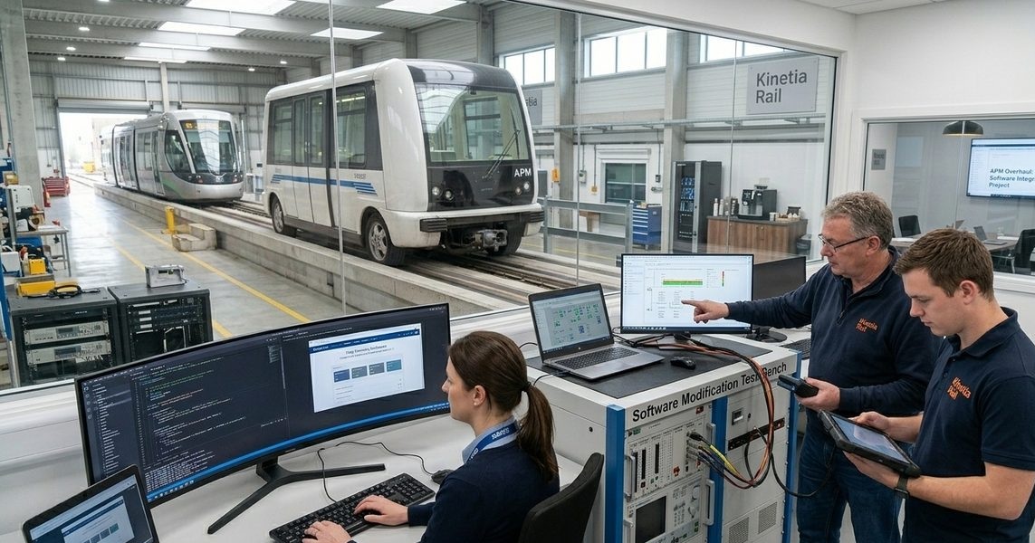 Técnicos validando software embarcado junto a un APM